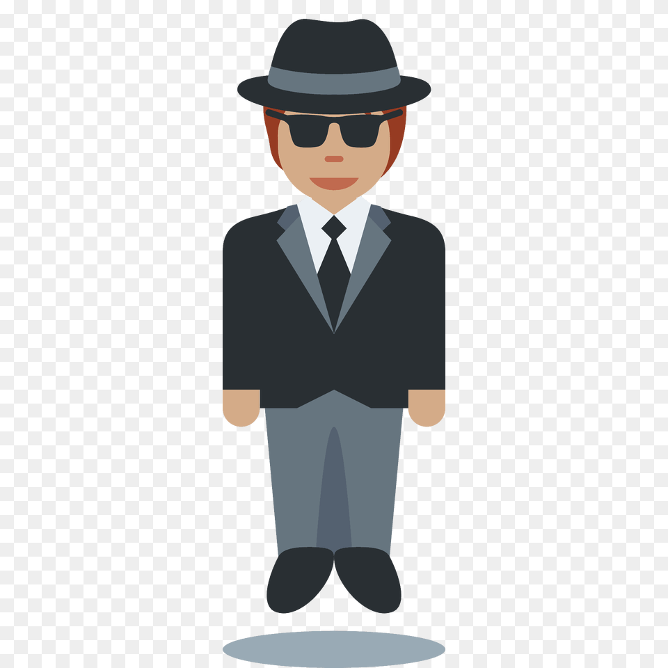 Person In Suit Levitating Emoji Clipart, Clothing, Formal Wear, Accessories, Hat Free Png Download