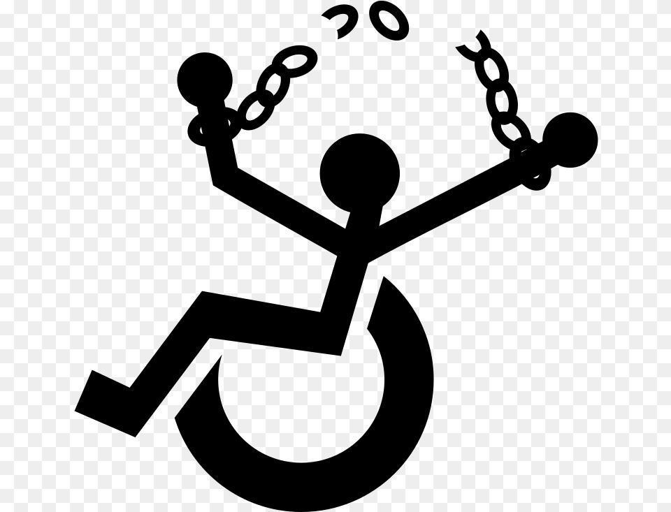 Person In Wheelchair Breaking Chains On Wrist Ableism Clipart, Gray Free Transparent Png