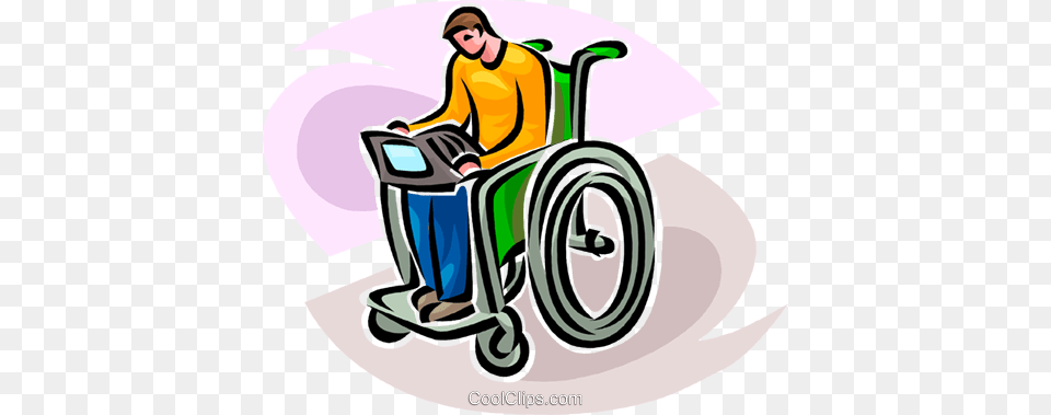 Person In Wheelchair Working On Computer Royalty Vector Clip, Furniture, Chair, Cleaning, Face Png