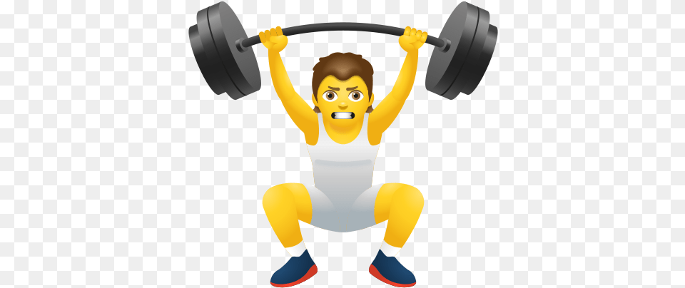 Person Lifting Weights Icon In Emoji Style Man With Weights Icon, Baby, Working Out, Fitness, Sport Png Image