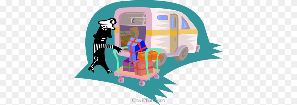 Person Loading Truck With Packages Royalty Free Vector Clip Art, Transportation, Van, Vehicle, Animal Png