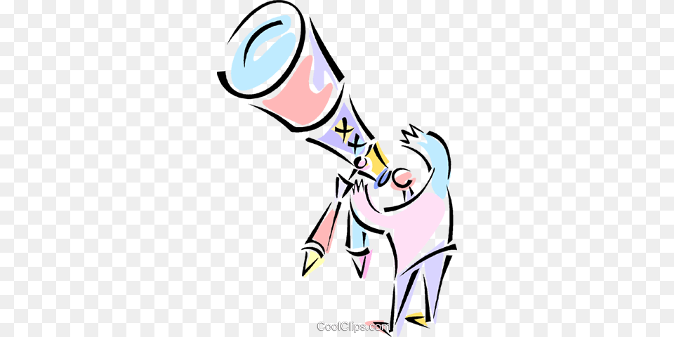 Person Looking Through Telescope Royalty Vector Clip Art, Book, Comics, Publication Png Image