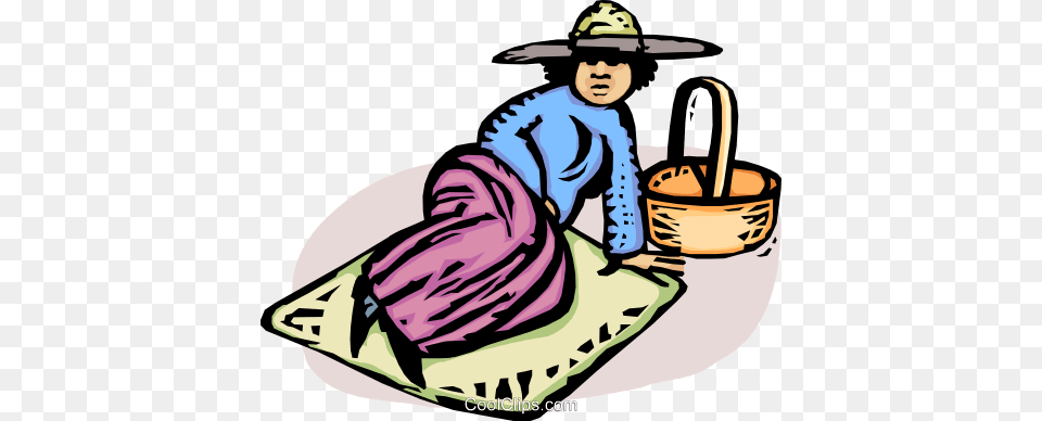 Person Lying On A Blanket After A Picnic Royalty Vector Clip, Clothing, Hat, Basket, Face Free Transparent Png