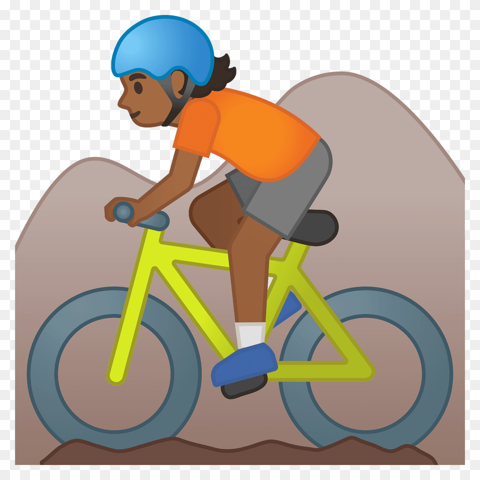 Person Mountain Biking Emoji Clipart, Face, Head, Bicycle, Transportation Png Image