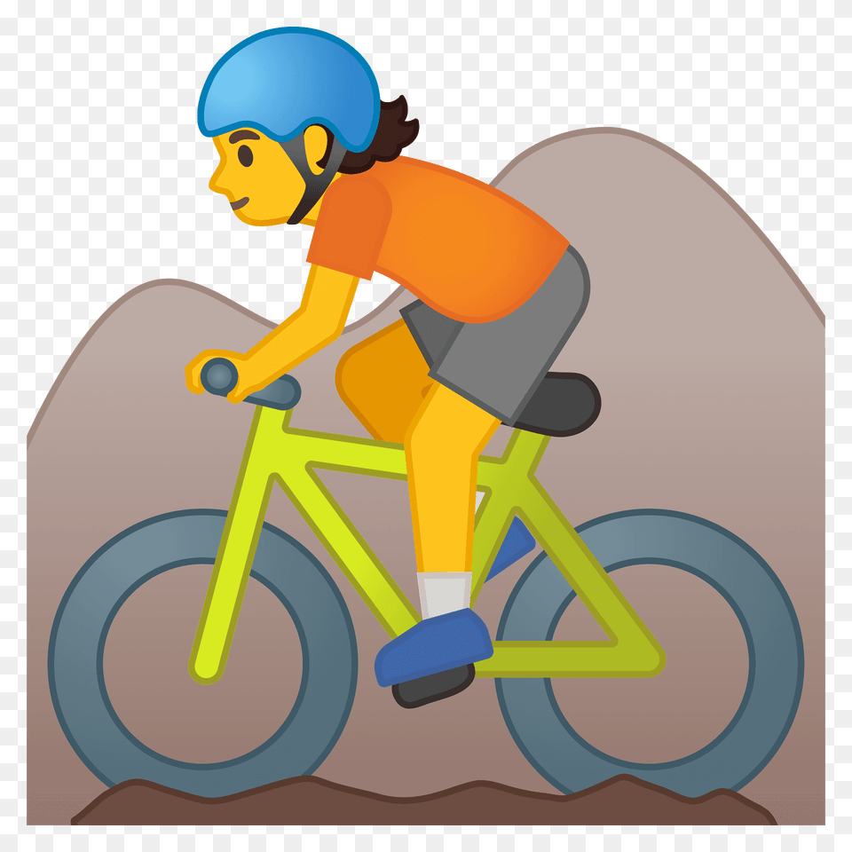 Person Mountain Biking Emoji Clipart, Bicycle, Transportation, Vehicle, Face Png Image