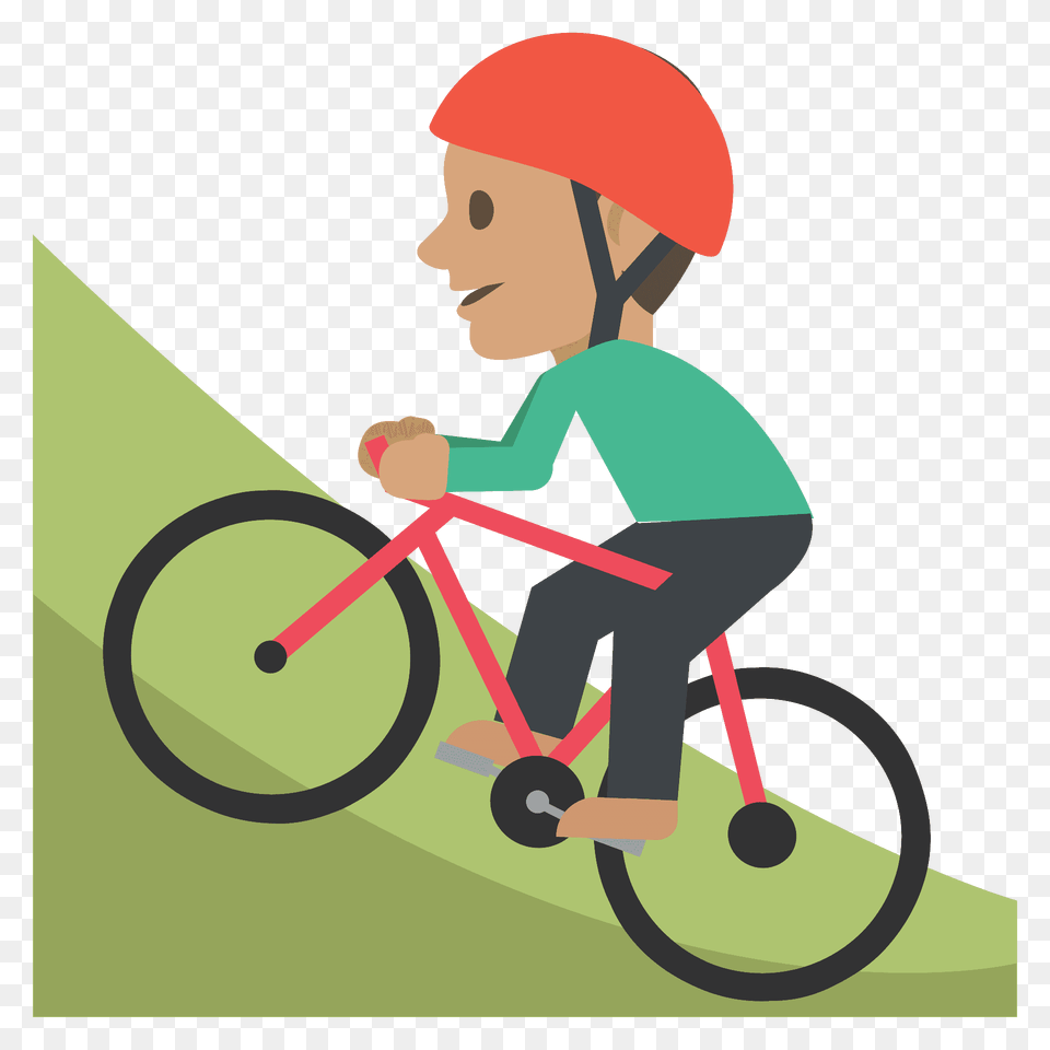 Person Mountain Biking Emoji Clipart, Bicycle, Transportation, Vehicle, Cycling Png Image