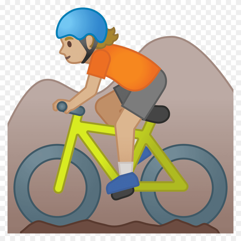 Person Mountain Biking Emoji Clipart, Face, Head, Bicycle, Transportation Png