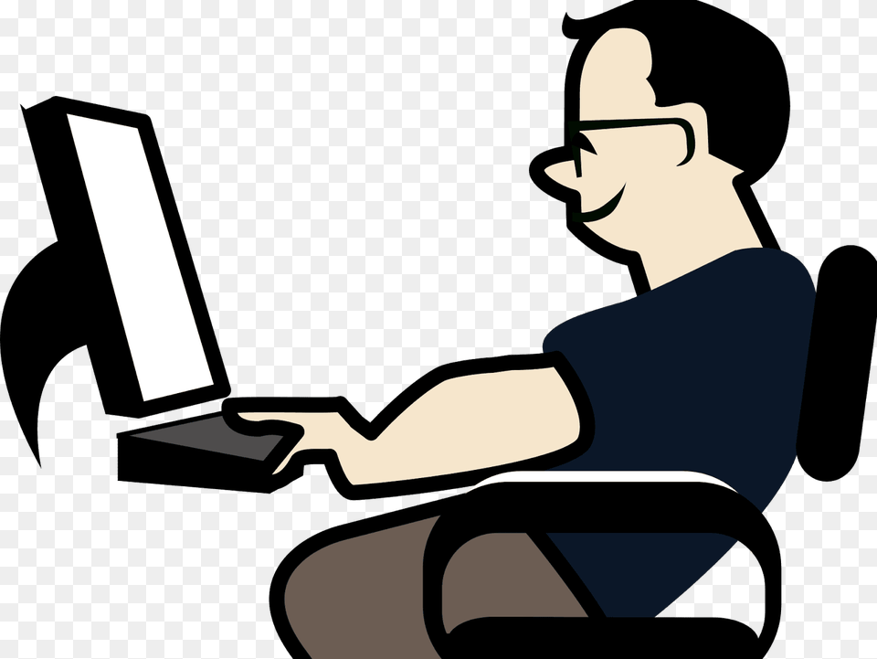Person On Computer Logo Clipart Download Programmer Clipart, Pc, Laptop, Electronics, Grass Free Png