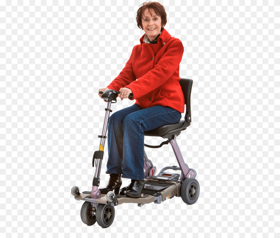 Person On Scooter Blank Background, Vehicle, Transportation, Tool, Plant Free Png