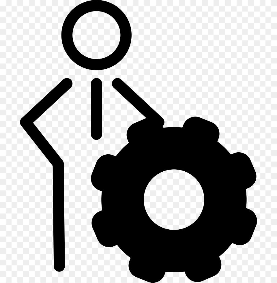 Person Outline With Cogwheel Symbol Icon Download, Machine, Gear, Ammunition, Grenade Free Transparent Png