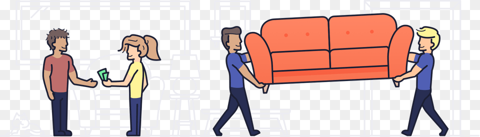 Person Picking Up Furniture, Couch, Adult, Male, Female Free Transparent Png