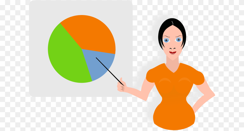 Person Pointing At Pie Chart Creditors Clip Art, Adult, Female, Woman, Face Png