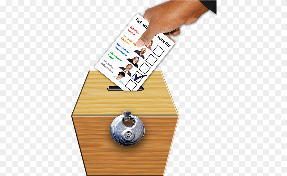 Person Putting Ballot Paper Voting Box, Advertisement, Poster, Text, Business Card Free Transparent Png