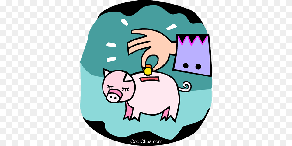 Person Putting Money In The Piggy Bank Royalty Vector Clip, Baby, Piggy Bank Png