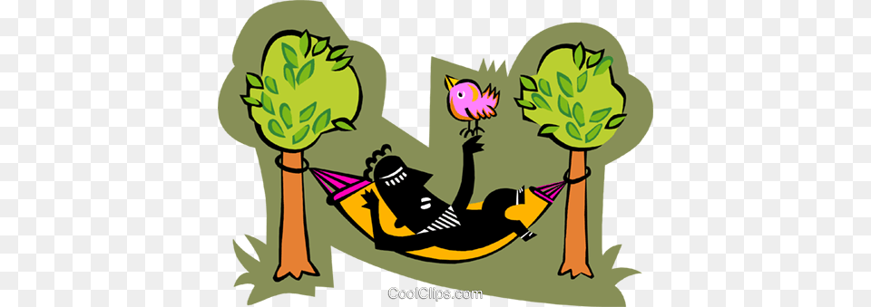 Person Relaxing In Hammock With Bird Royalty Vector Clip Art, Furniture Free Transparent Png
