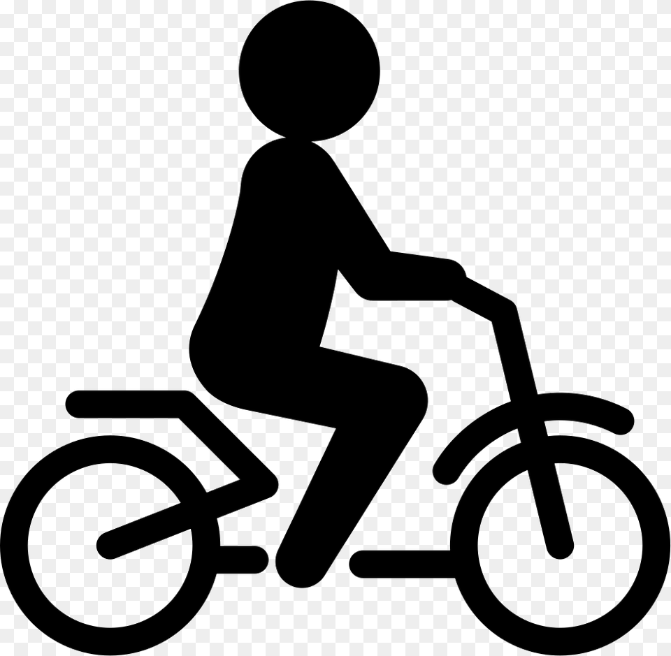 Person Riding A Bike Ecological Transport People On Bike Icon, Silhouette, Device, Grass, Lawn Png Image