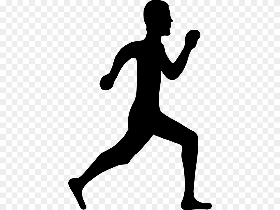 Person Running Clipart, Gray Png Image