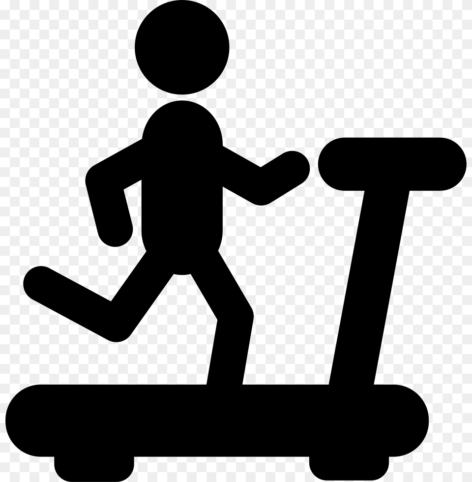 Person Running On A Treadmill Silhouette From Side View, Device, Grass, Lawn, Lawn Mower Png Image