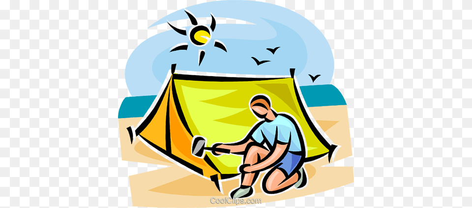 Person Setting Up A Tent Royalty Vector Clip Art Illustration, Camping, Outdoors, Adult, Man Free Transparent Png
