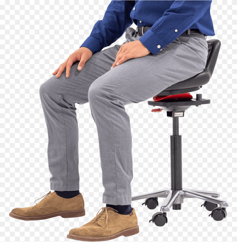 Person Sitting In Active Chair Office Chair, Clothing, Footwear, Shoe, Pants Free Transparent Png