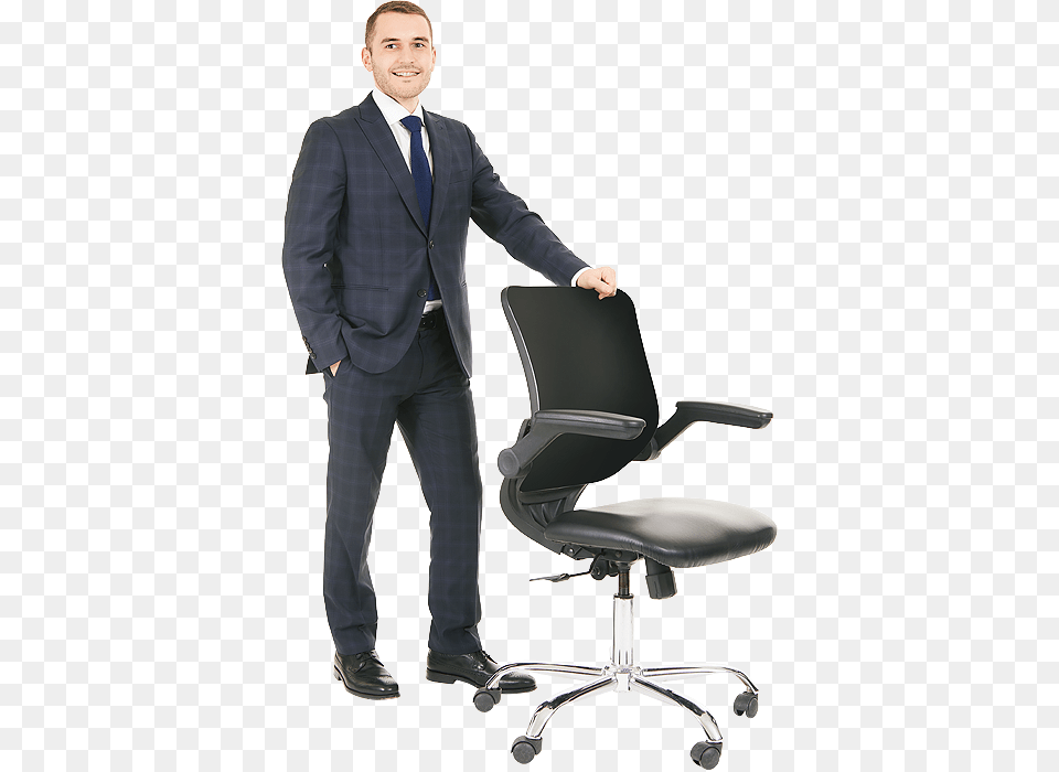 Person Sitting In Chair Hugo Clark Standing Office Chair, Coat, Jacket, Blazer, Suit Free Png