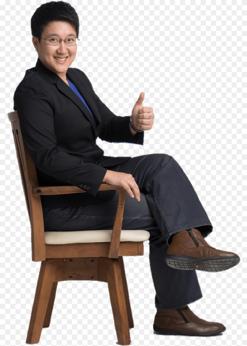 Person Sitting In Chair Maresa Ng On Chair Maresa Ng, Finger, Body Part, Clothing, Shoe Free Png Download