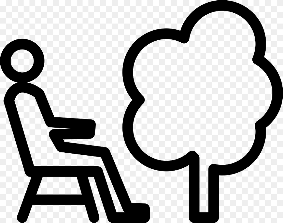 Person Sitting On A Chair Beside A Tree Comments Icon, Stencil, Silhouette, Smoke Pipe, Furniture Png