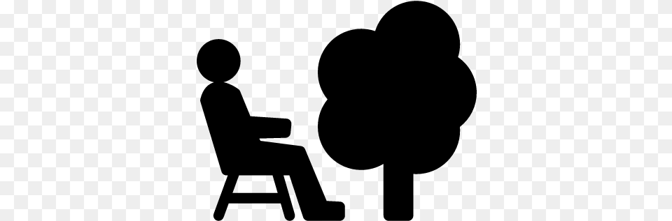 Person Sitting On A Chair Beside A Tree Vector Sitting Person Outline, Gray Free Transparent Png
