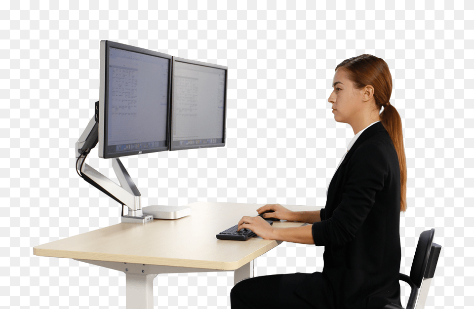 Person Sitting On Computer Real, Table, Desk, Furniture, Adult Free Transparent Png