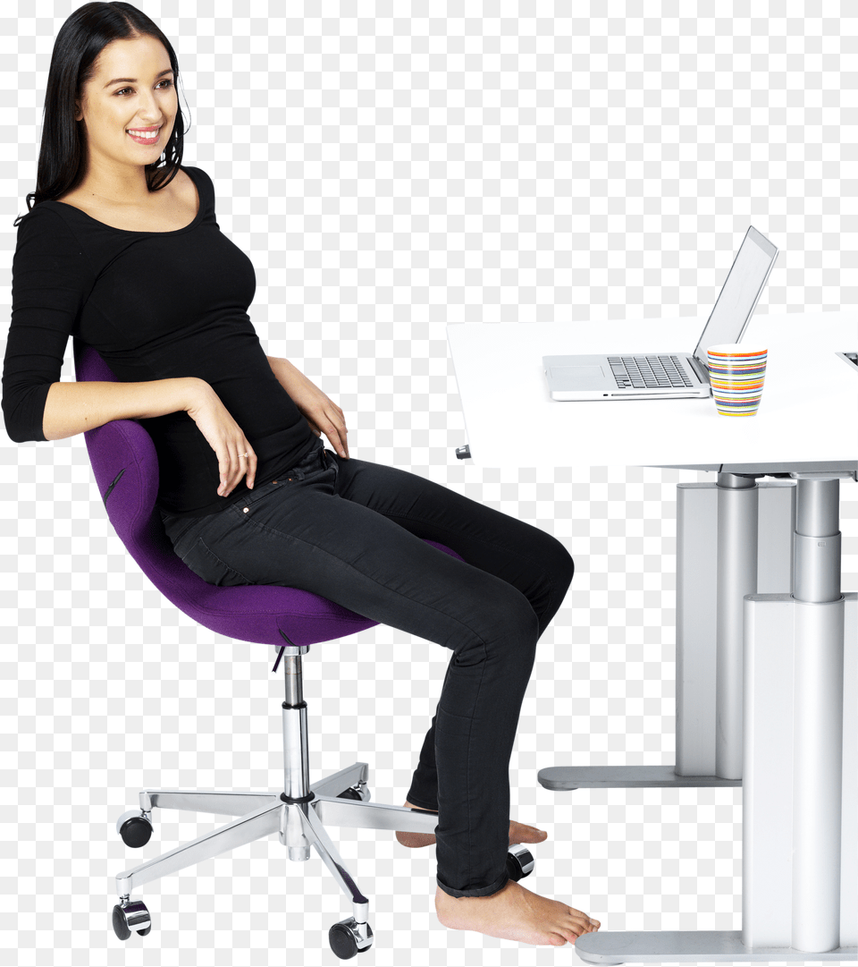 Person Sitting Person Sitting Office Chair, Gray Png