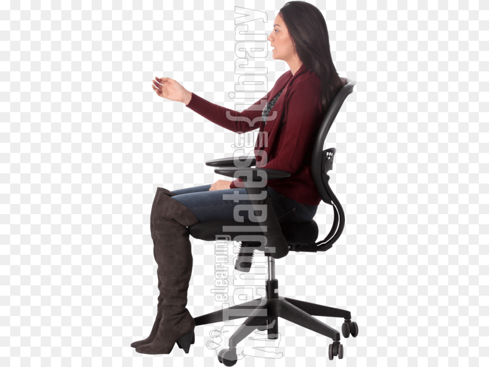 Person Sitting Side Office Chair, Adult, Woman, Female, Footwear Free Transparent Png