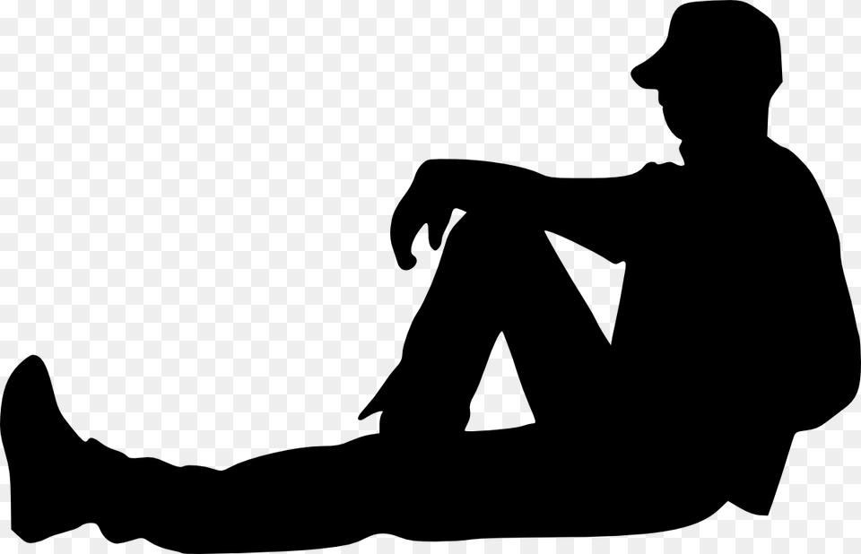 Person Sitting Silhouette, Clothing, Hat, Man, Male Png Image