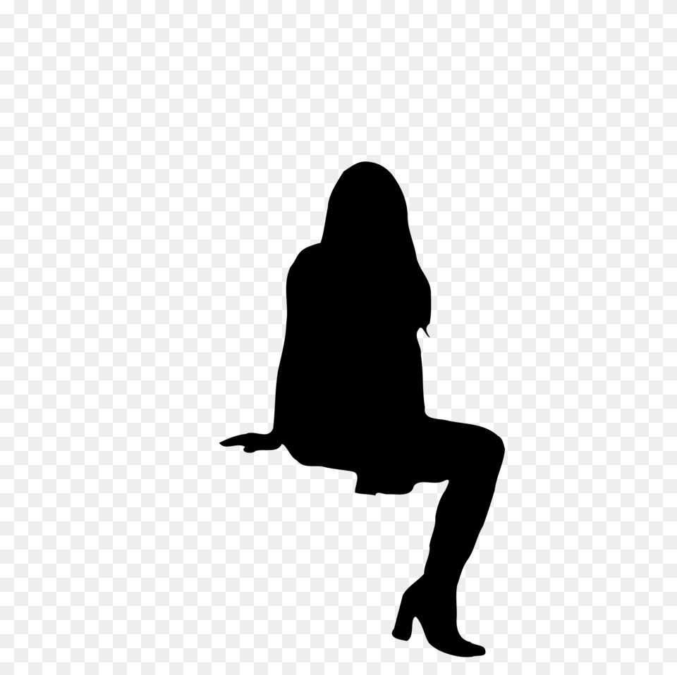 Person Sitting Silhouette Image, Gray Free Png Download