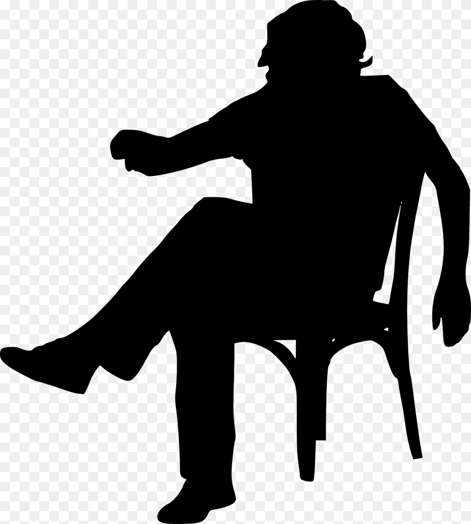 Person Sitting Silhouette People Sitting On Chairs Silhouette, Gray Free Png Download