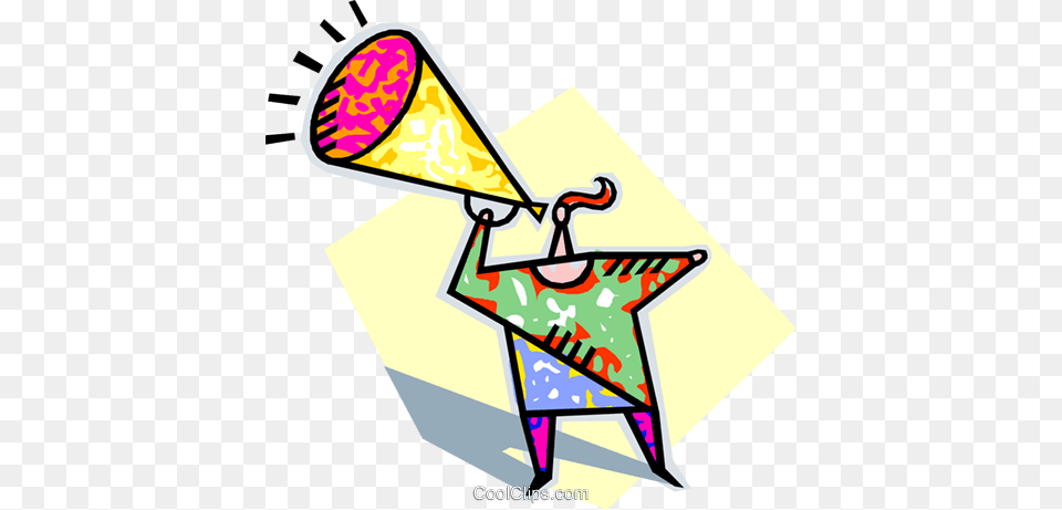 Person Speaking Into Megaphone Royalty Vector Clip Art, Lighting, Clothing, Hat, Symbol Png Image