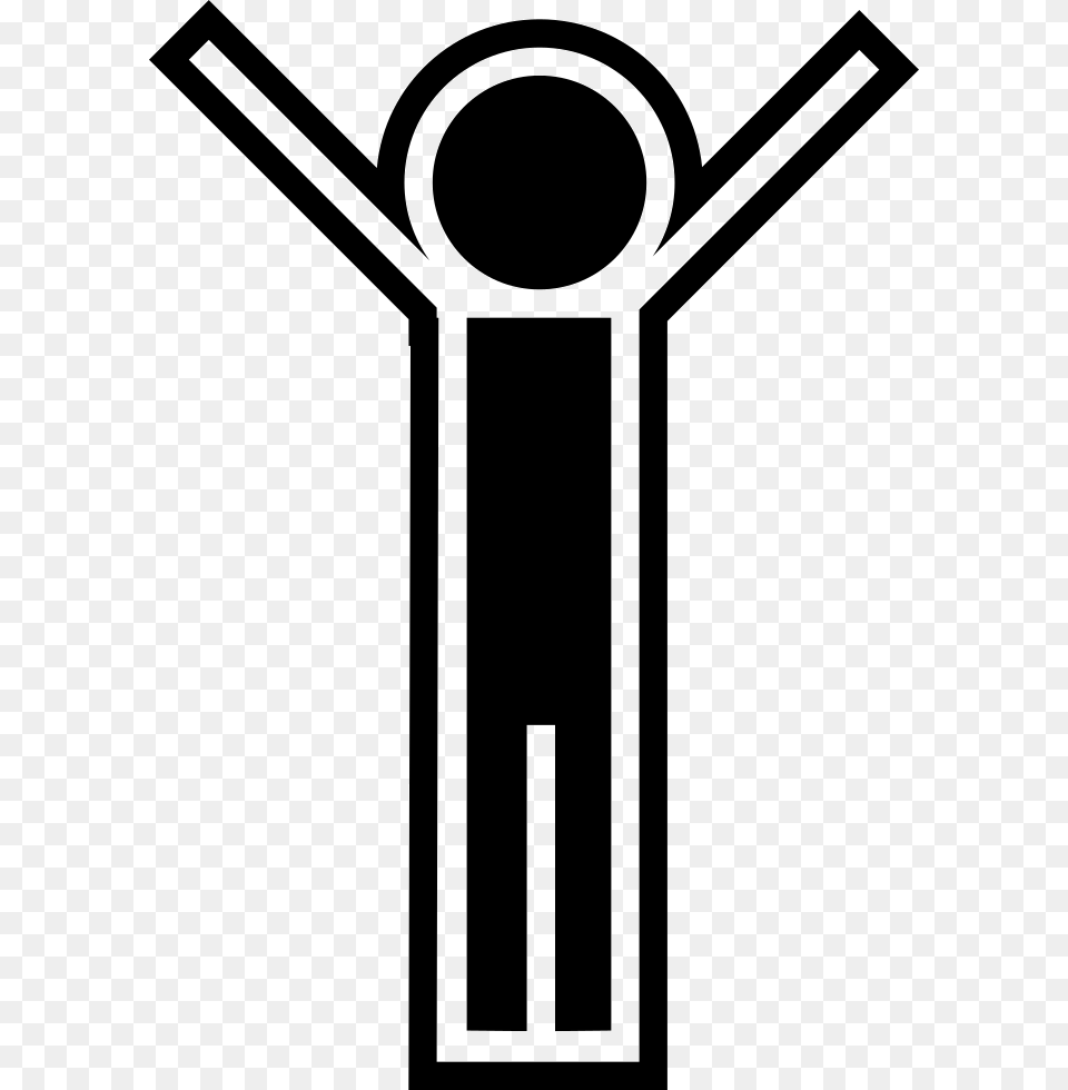 Person Standing With Arms Up Man Celebrating Logo, Cross, Symbol, Stencil Png Image