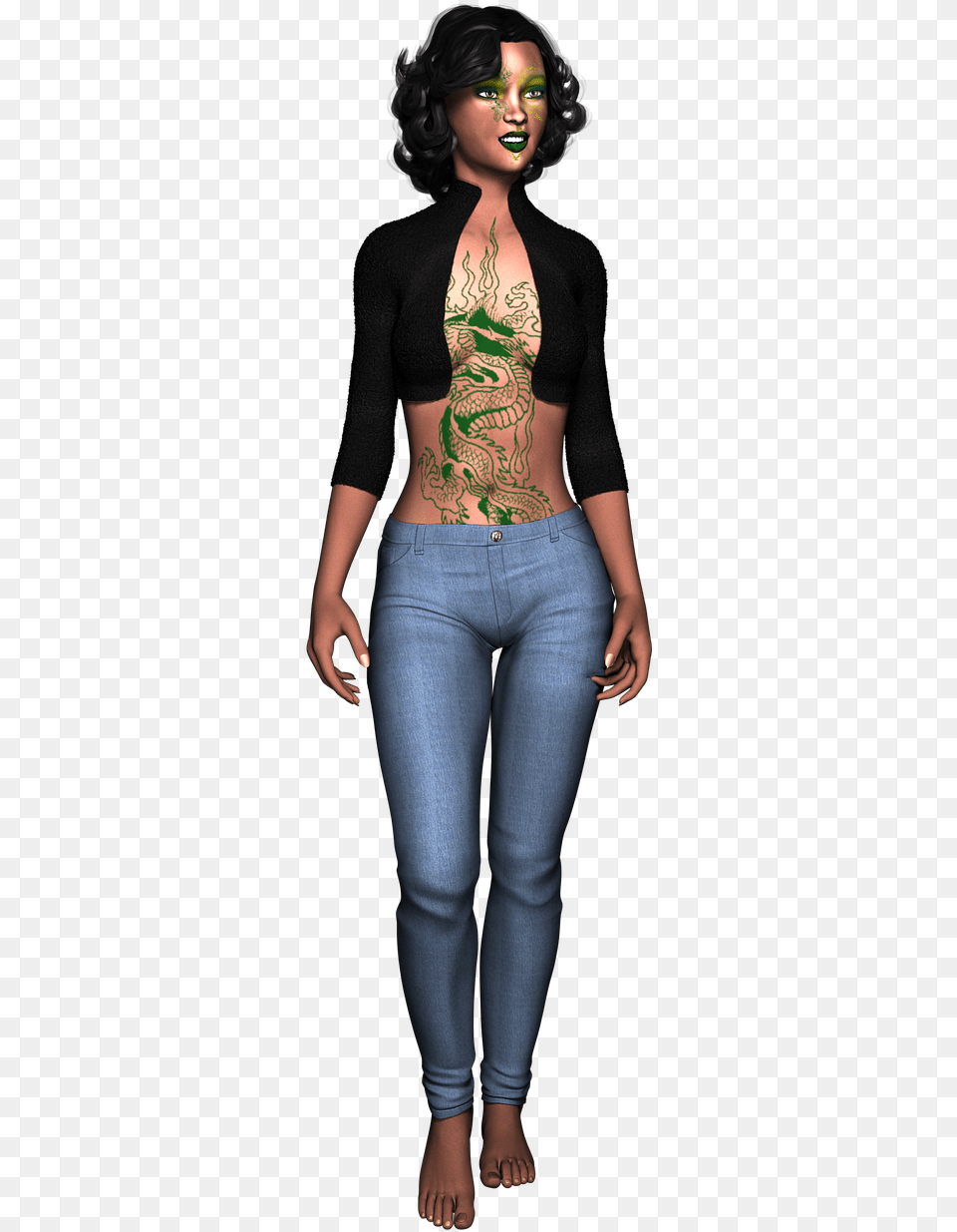 Person Standing Woman, Tattoo, Clothing, Skin, Pants Png