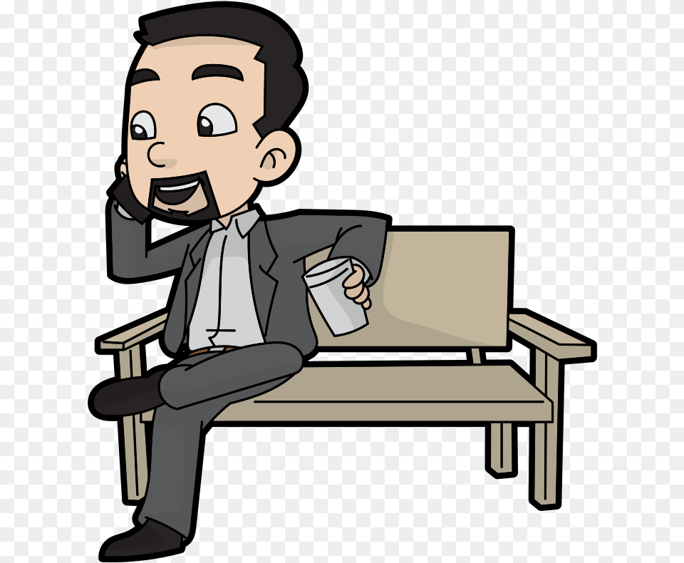 Person Talking Cartoon Talking On Phone, Furniture, Baby, Bench, Face Free Transparent Png