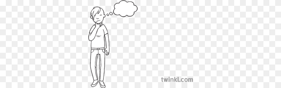 Person Thinking Black And White Illustration Twinkl Imaginary Animal Black And White, Book, Comics, Publication, Face Png