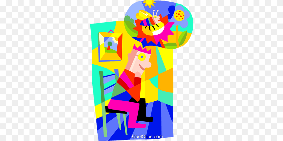 Person Thinking Of Bumble Bee And Flower Royalty Vector Clip, Art, Modern Art, Baby, Painting Free Transparent Png