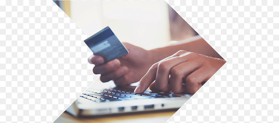 Person Using Computer While Holding Credit Card Convergent Charging Software And Services Market, Hardware, Electronics, Computer Keyboard, Computer Hardware Png