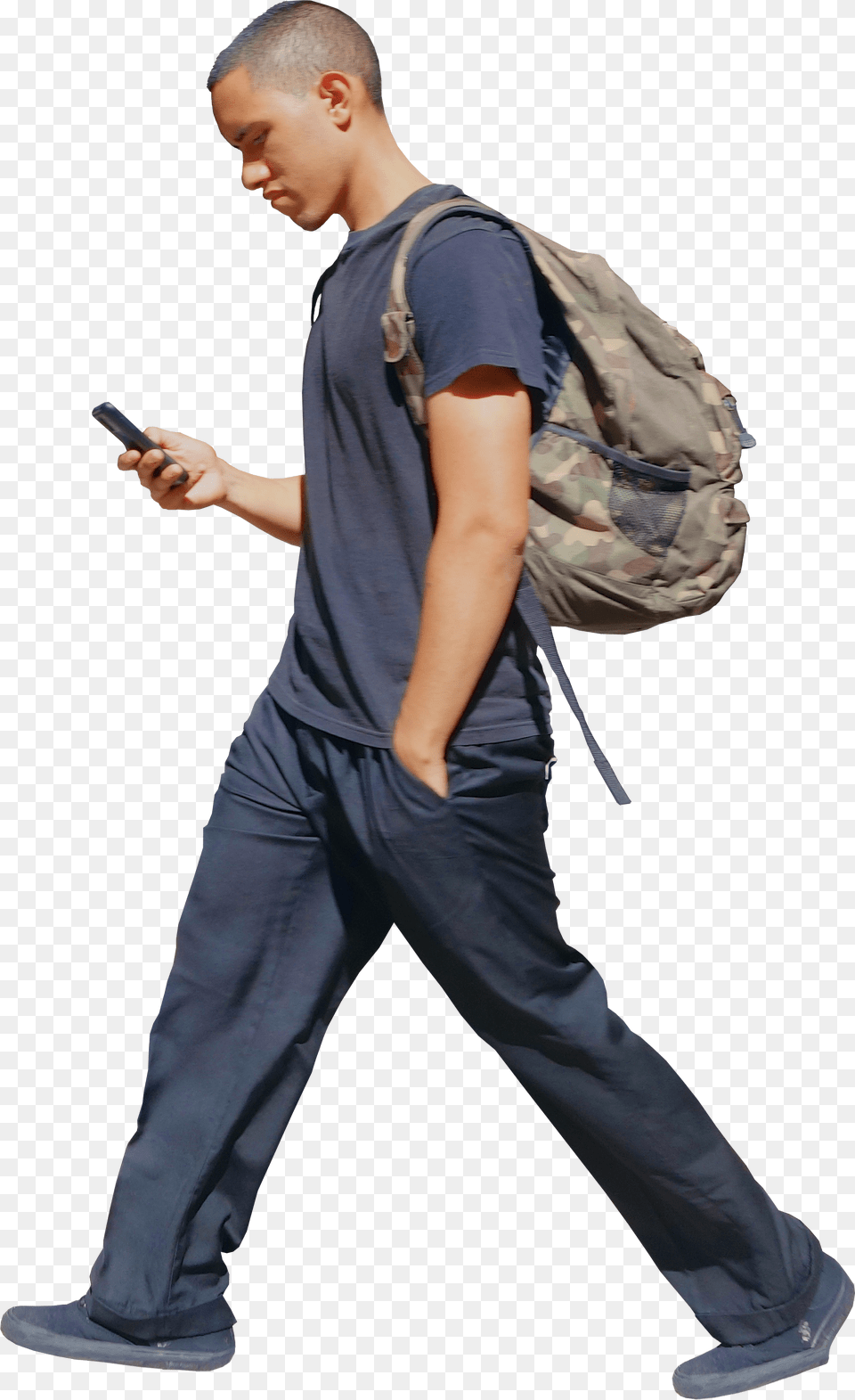 Person Walking Side View Person Walking With Phone, Bag, Boy, Child, Male Free Png