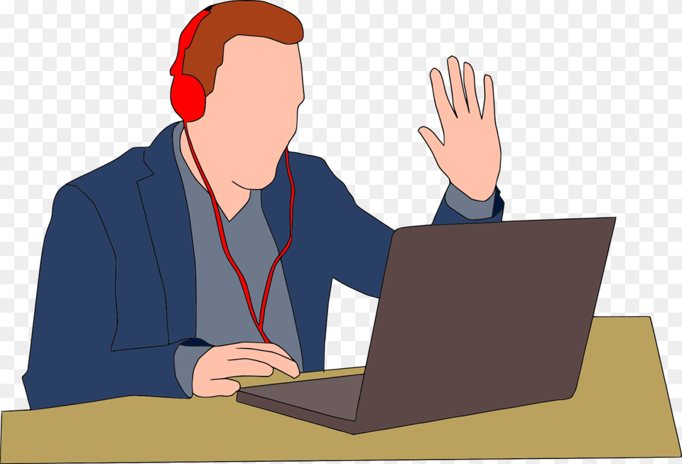 Person Waving At Webcam Distance Education, Laptop, Computer, Electronics, Pc Free Png Download