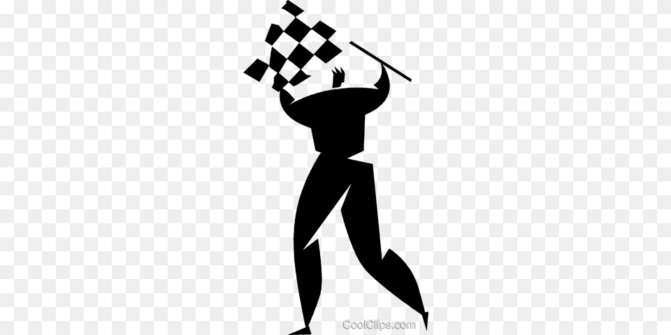 Person With A Checkered Flag Royalty Vector Clip Art, People, Stencil Free Transparent Png