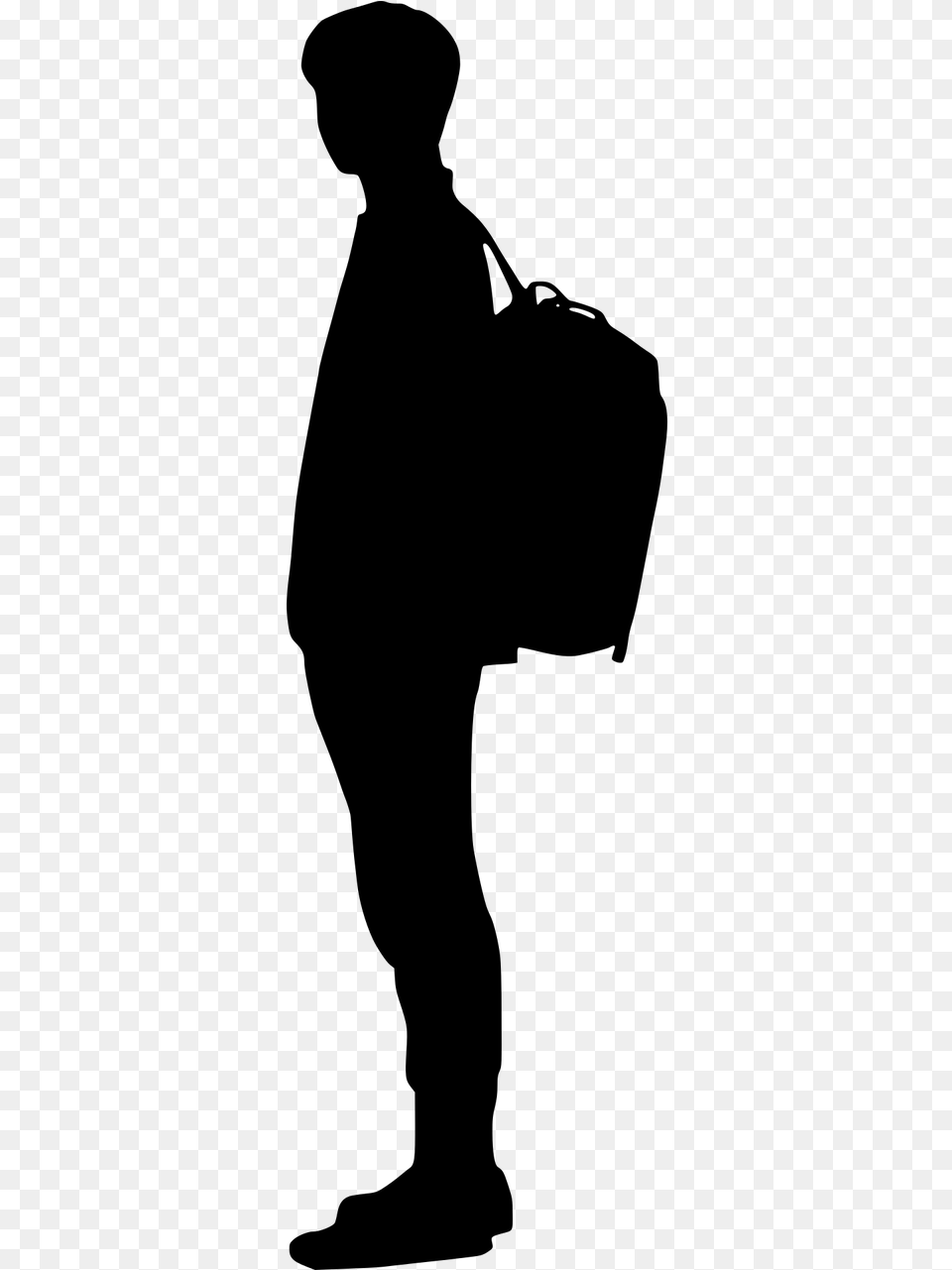Person With Backpack Silhouette, Gray Png Image