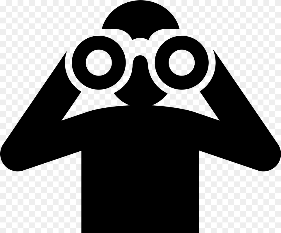 Person With Binoculars Icon, Gray Png Image