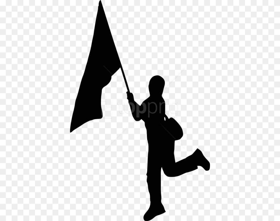 Person With Flag Silhouette People Flag, Adult, Male, Man, Ninja Free Png