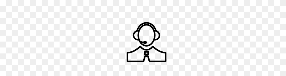 Person With Headset Thin Outline Symbol In A Circle Pngicoicns, Stencil Png