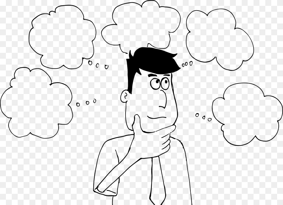 Person With Thought Bubbles, Gray Png