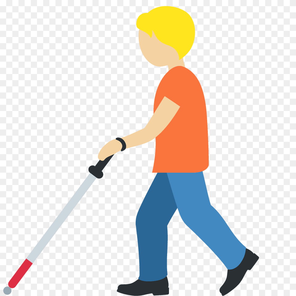 Person With White Cane Emoji Clipart, Cleaning, Boy, Male, Child Free Png